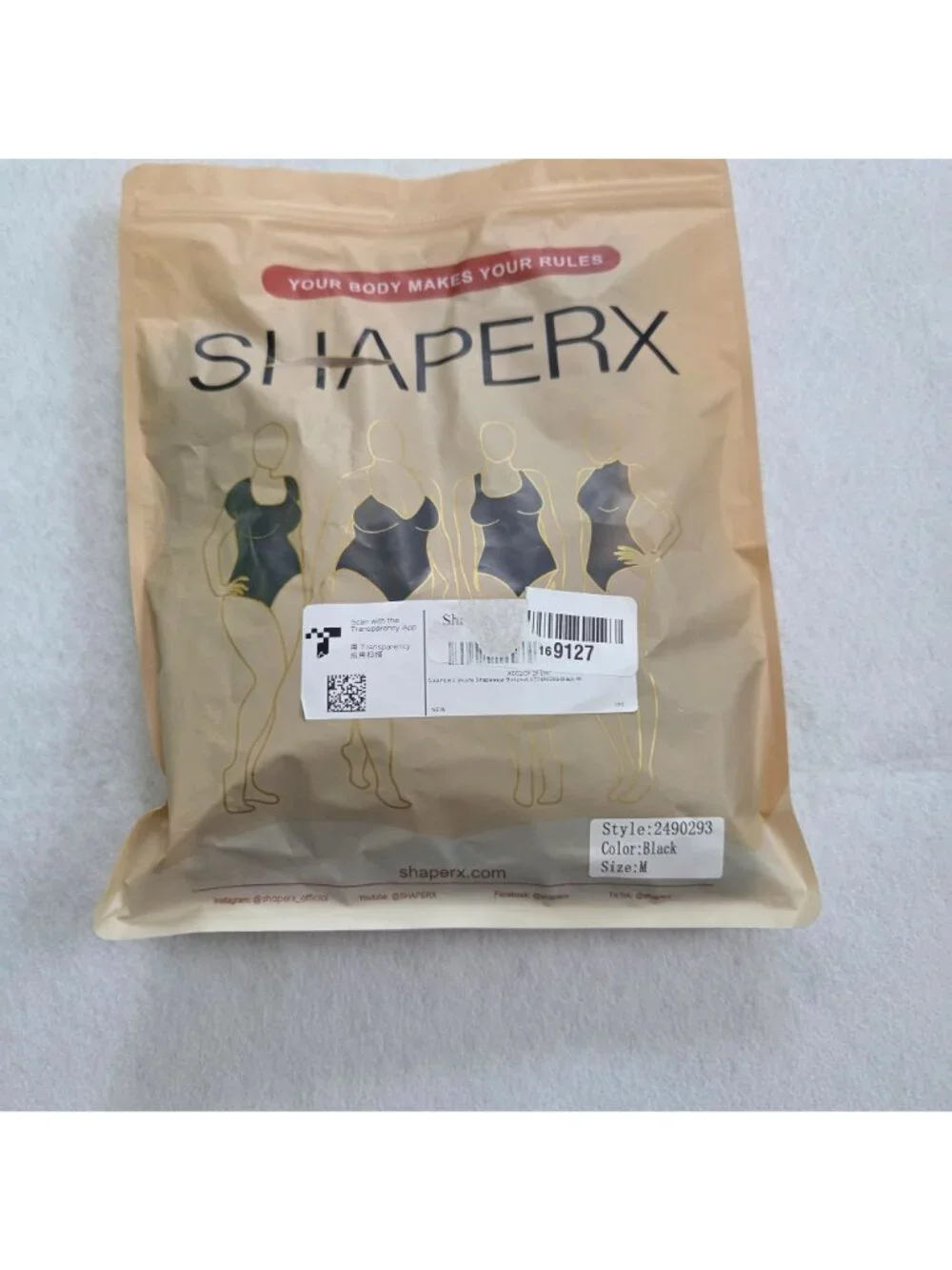 Shaperx Women's Black Shaping Bodysuit With Adjustable Straps M Nylon & Elastane